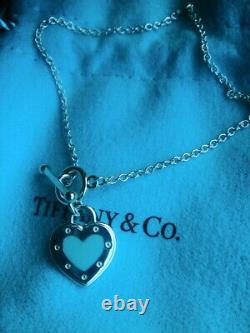 Tiffany & Co Sterling Return To Tiffany Blue Enamel Love Heart Toggle Bracelet 6
