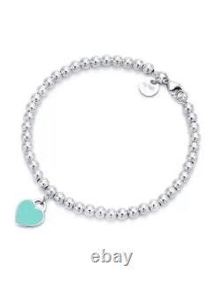 Tiffany & Co Sterling Return To Tiffany Blue Heart Tag Bead Bracelet