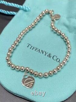 Tiffany & Co Sterling Return To Tiffany Blue Heart Tag Bead Bracelet