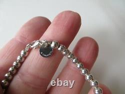 Tiffany & Co. Sterling Return to T. Blue Enamel Heart Tag Beaded Ball Bracelet