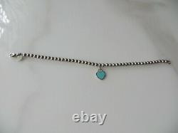 Tiffany & Co. Sterling Return to T. Blue Enamel Heart Tag Beaded Ball Bracelet