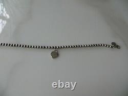 Tiffany & Co. Sterling Return to T. Blue Enamel Heart Tag Beaded Ball Bracelet