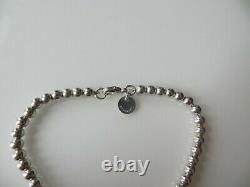 Tiffany & Co. Sterling Return to T. Blue Enamel Heart Tag Beaded Ball Bracelet