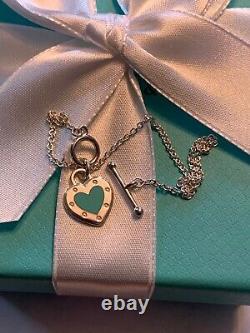 Tiffany & Co Sterling Return to Tiffany blue enamel mini heart toggle bracelet