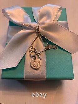 Tiffany & Co Sterling Return to Tiffany blue enamel mini heart toggle bracelet