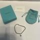 Tiffany & Co. Sterling Silver 4mm Bead Blue Enamel Mini Heart Bracelet 7 /w Bag