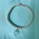 Tiffany & Co. Sterling Silver 925 Blue Enamel Heart Tag Bead Bracelet 6.5