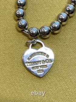 Tiffany & Co Sterling Silver 925 Return to Tiffany Blue Enamel Heart Bracelet 7