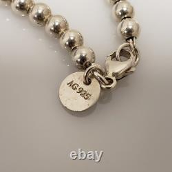 Tiffany & Co. Sterling Silver Beaded Ball Blue Enamel Heart 7.5 Bracelet. 20