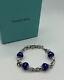 Tiffany & Co Sterling Silver Beads With Dark Blue Enamel Bracelet 7.75 Very Rare