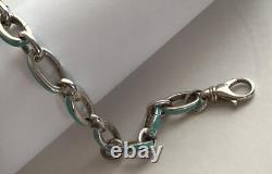 Tiffany & Co. Sterling Silver Blue Enamel Clasping Oval Link Charm bracelet