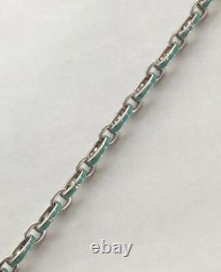Tiffany & Co. Sterling Silver Blue Enamel Clasping Oval Link Charm bracelet