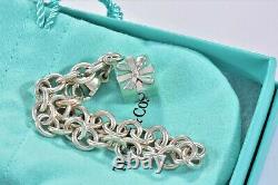 Tiffany & Co Sterling Silver Blue Enamel Gift Box Bracelet & Pouch Rare Present