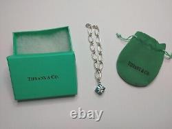 Tiffany & Co Sterling Silver Blue Enamel Gift Box Bracelet & Pouch and Box