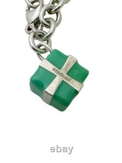Tiffany & Co. Sterling Silver Blue Enamel Gift Present Charm Bracelet 7.25 Box