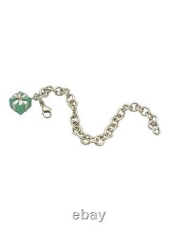 Tiffany & Co. Sterling Silver Blue Enamel Gift Present Charm Bracelet 7.25 Box