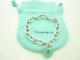 Tiffany & Co. Sterling Silver Blue Enamel Heart Lock Charm Chain Bracelet 7 A