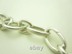 Tiffany & Co. Sterling Silver Blue Enamel Heart Lock Charm Chain Bracelet 7 A
