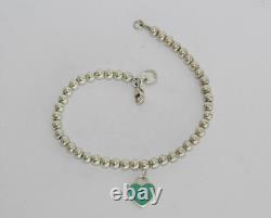 Tiffany & Co. Sterling Silver Blue Enamel Heart Tag 4mm Bracelet 6.75 066WEA
