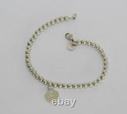 Tiffany & Co. Sterling Silver Blue Enamel Heart Tag 4mm Bracelet 6.75 066WEA