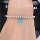 Tiffany & Co. Sterling Silver Blue Enamel Heart Tag Beaded Bracelet $250 Retail