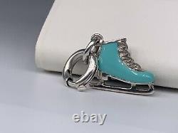 Tiffany & Co. Sterling Silver Blue Enamel Ice Skate Charm For Bracelet/Necklace