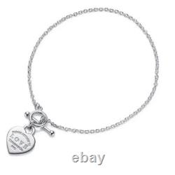 Tiffany & Co. Sterling Silver Blue Enamel LOVE Toggle Bracelet 6.3 Inches