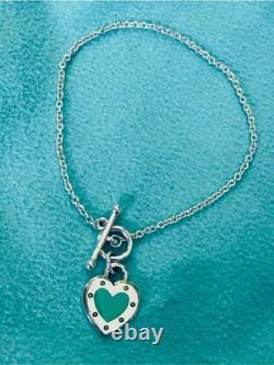 Tiffany & Co. Sterling Silver Blue Enamel LOVE Toggle Bracelet 6.3 Inches