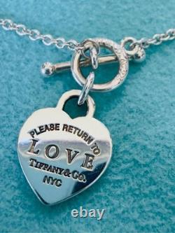 Tiffany & Co. Sterling Silver Blue Enamel LOVE Toggle Bracelet 6.3 Inches