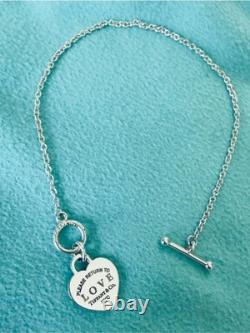 Tiffany & Co. Sterling Silver Blue Enamel LOVE Toggle Bracelet 6.3 Inches