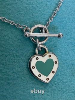 Tiffany & Co. Sterling Silver Blue Enamel LOVE Toggle Bracelet 6.3 Inches