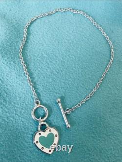 Tiffany & Co. Sterling Silver Blue Enamel LOVE Toggle Bracelet 6.3 Inches
