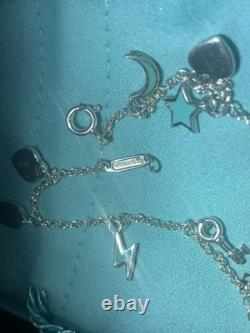 Tiffany & Co. Sterling Silver & Blue Enamel Love Notes Mini Charm Bracelet. 925