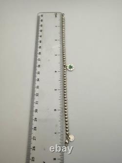 Tiffany & Co Sterling Silver & Blue Enamel Round Tag Mini Bead Bracelet 7.5