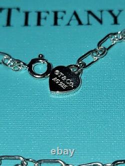 Tiffany & Co Sterling Silver Blue Enamel T&CO Dangle Charm Bracelet MD/LG