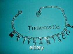 Tiffany & Co Sterling Silver Blue Enamel TIFFANY&CO Charm Bracelet 6-7