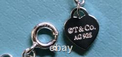 Tiffany & Co Sterling Silver Blue Enamel TIFFANY&CO Charm Bracelet 6-7