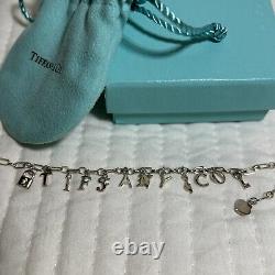 Tiffany & Co Sterling Silver Blue Enamel TIFFANY&CO Charm Bracelet 7.5 Box &bag