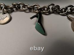 Tiffany & Co Sterling Silver Bracelet w Enamel Gift Box High Heel Dog Charm RARE