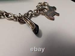 Tiffany & Co Sterling Silver Bracelet w Enamel Gift Box High Heel Dog Charm RARE