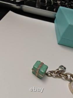 Tiffany & Co Sterling Silver Bracelet w Enamel Gift Box High Heel Dog Charm RARE