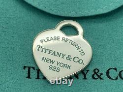 Tiffany Co Sterling Silver Please Return Heart Blue Enamel Charm Pendant