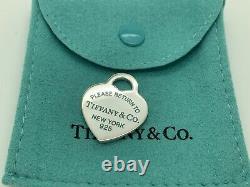 Tiffany Co Sterling Silver Please Return Heart Blue Enamel Charm Pendant