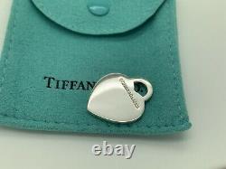 Tiffany Co Sterling Silver Please Return Heart Blue Enamel Charm Pendant