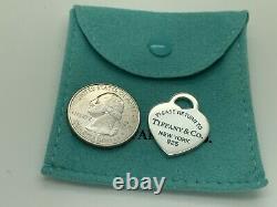 Tiffany Co Sterling Silver Please Return Heart Blue Enamel Charm Pendant
