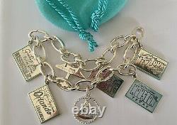 Tiffany & Co Sterling Silver Post Card Charm Bracelet Clasping Links