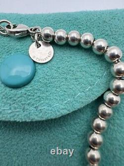 Tiffany & Co. Sterling Silver Return To Blue Enamel Heart Tag Bracelet 7