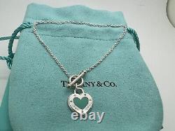 Tiffany Co Sterling Silver Return To Blue Enamel LOVE Toggle Bracelet