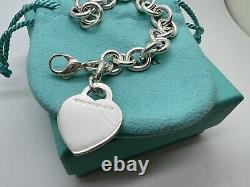 Tiffany Co Sterling Silver Return To Blue Enamel Splash Heart Bracelet 6