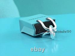 Tiffany & Co. Sterling Silver Shopping Bag Blue Enamel Charm Pendant Gift Box 2Y